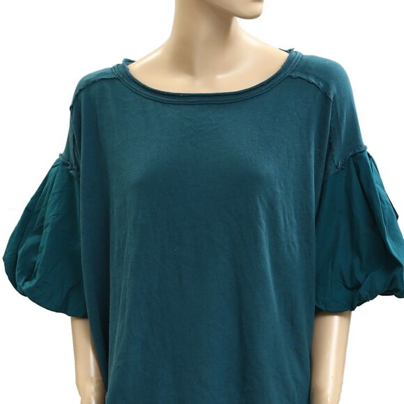 Free People We The Free Blossom Tee Blouse Top Short Puff Sleeve Cotton M 281860 - Picture 5 of 8